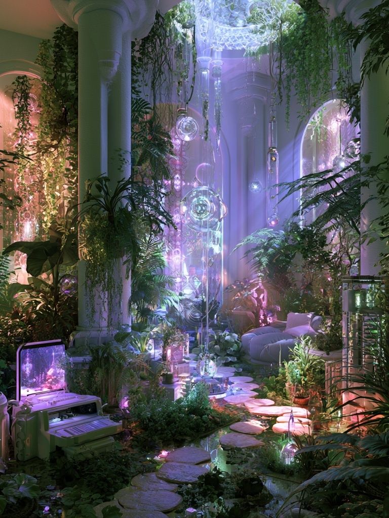 Enchanted Neon Conservatory Poster. poster — illustration art