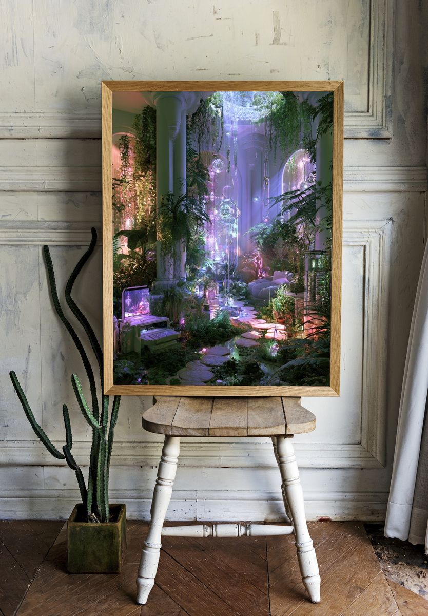 Enchanted Neon Conservatory Poster. — room view 1