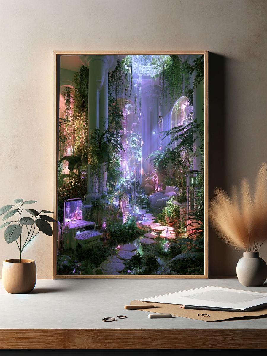 Enchanted Neon Conservatory Poster. — room view 2
