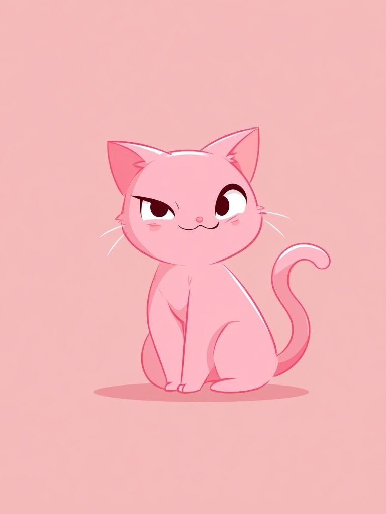 Pink Cat Cartoon Print. poster — illustration art