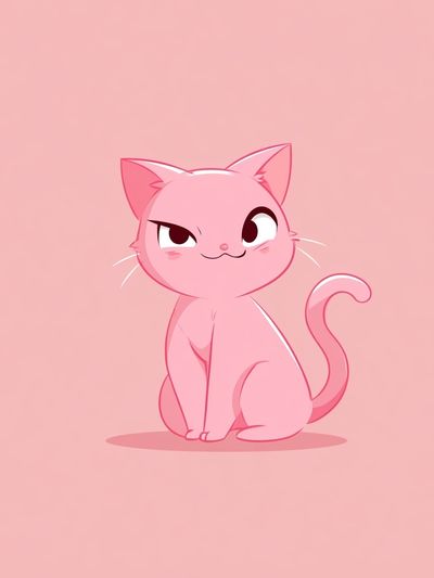 Pink Cat Cartoon Print. poster print
