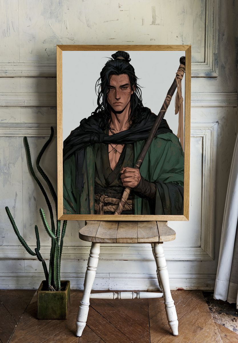Warrior Portrait Illustration Print. — room view 1