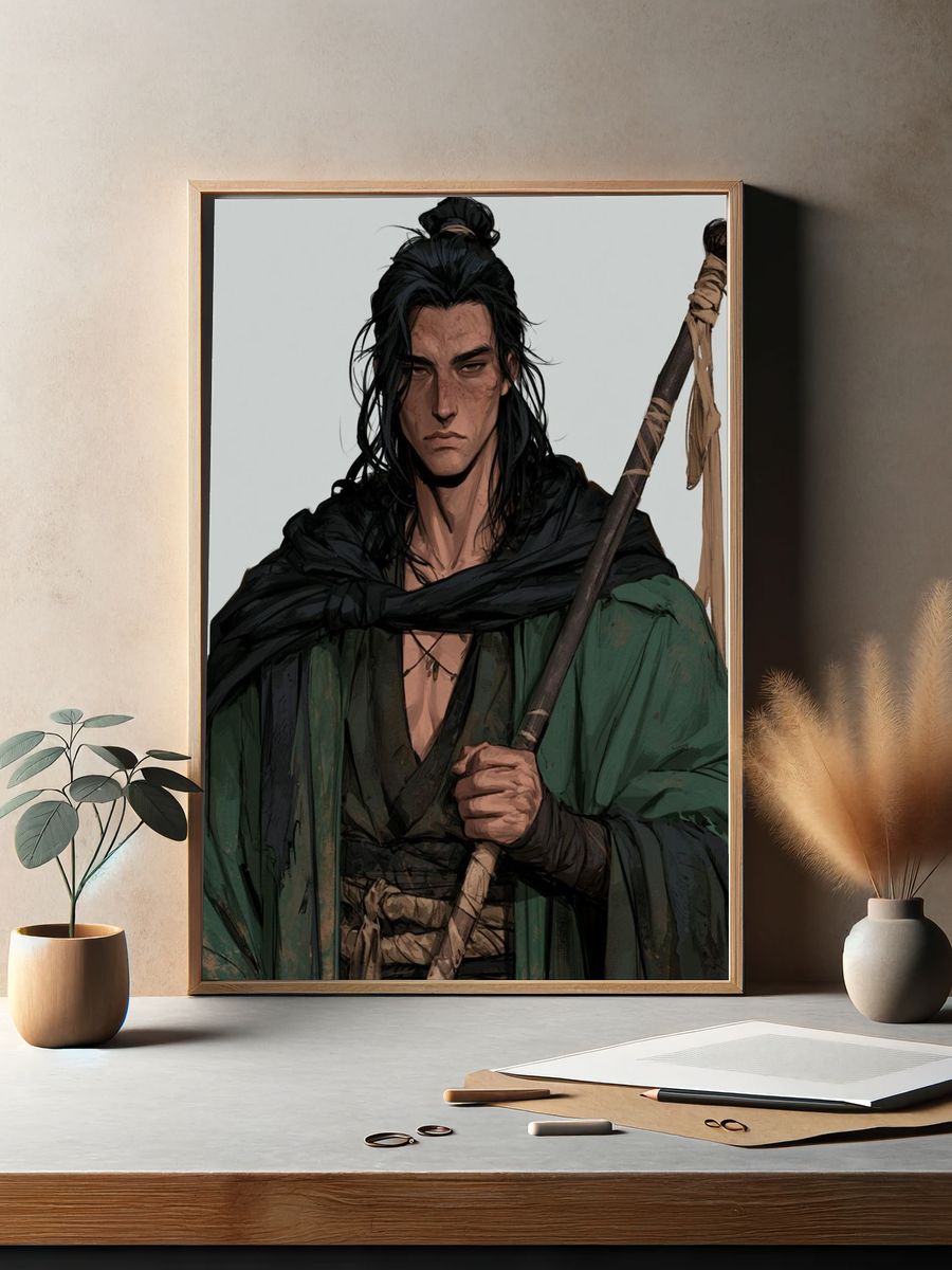 Warrior Portrait Illustration Print. — room view 2