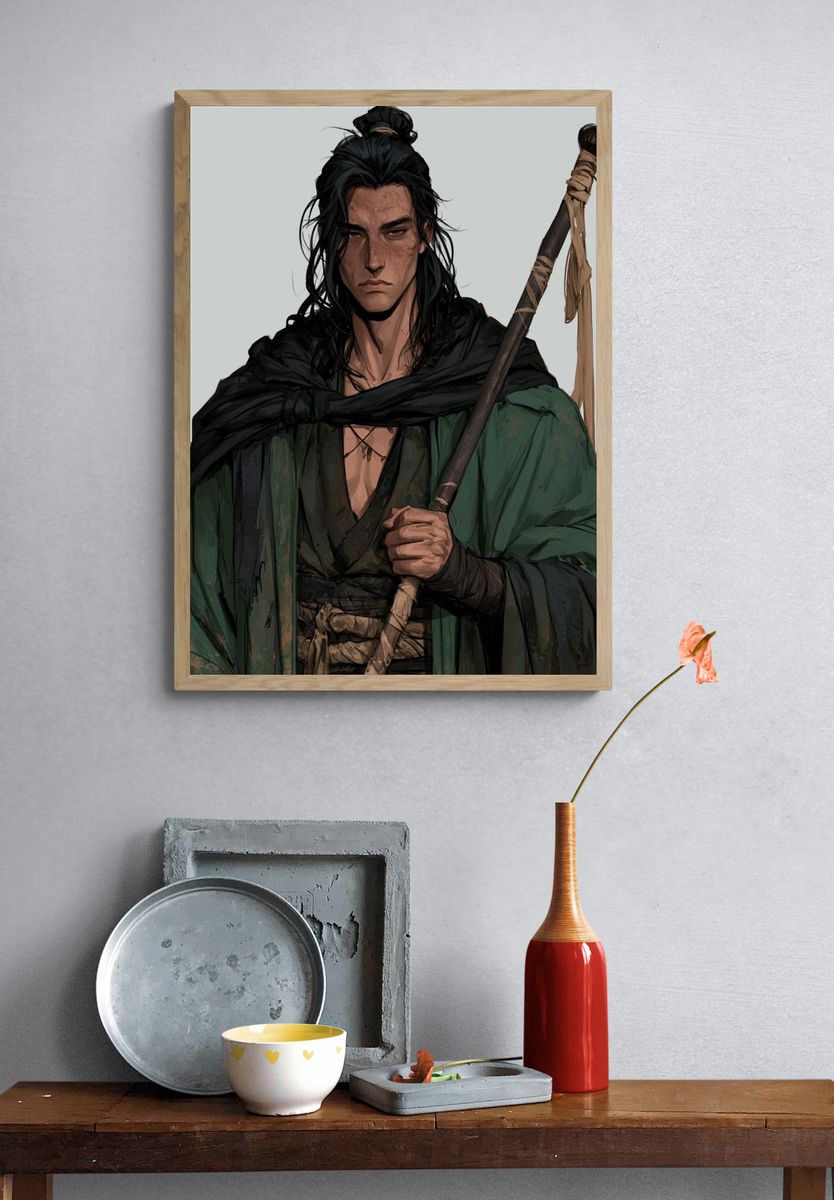 Warrior Portrait Illustration Print. — room view 3