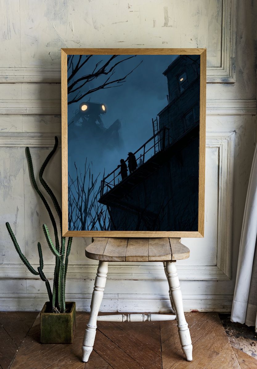 Foggy Giant Encounter Illustration Print. room preview