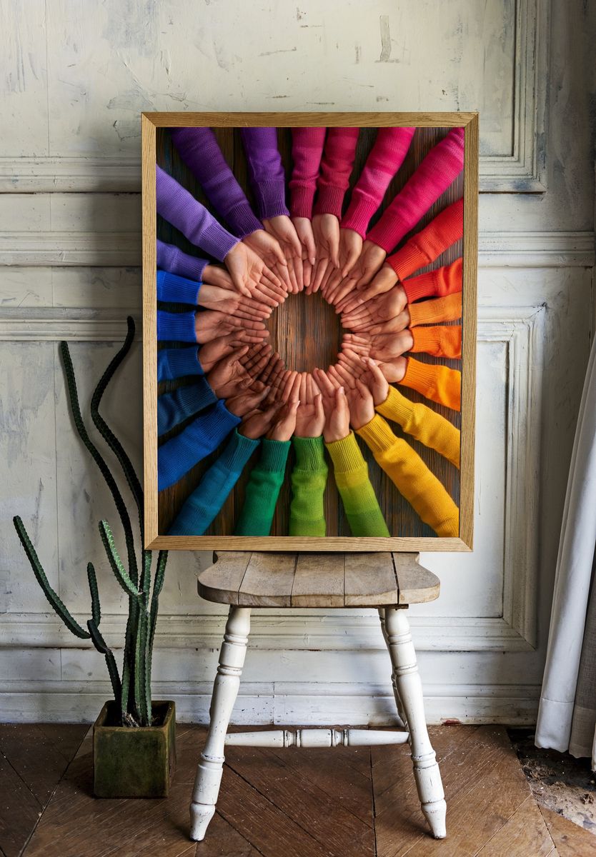 Hands Circle Rainbow Poster. — room view 1