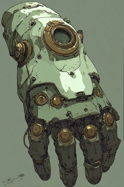 Mechanical Hand Illustration Poster. poster print