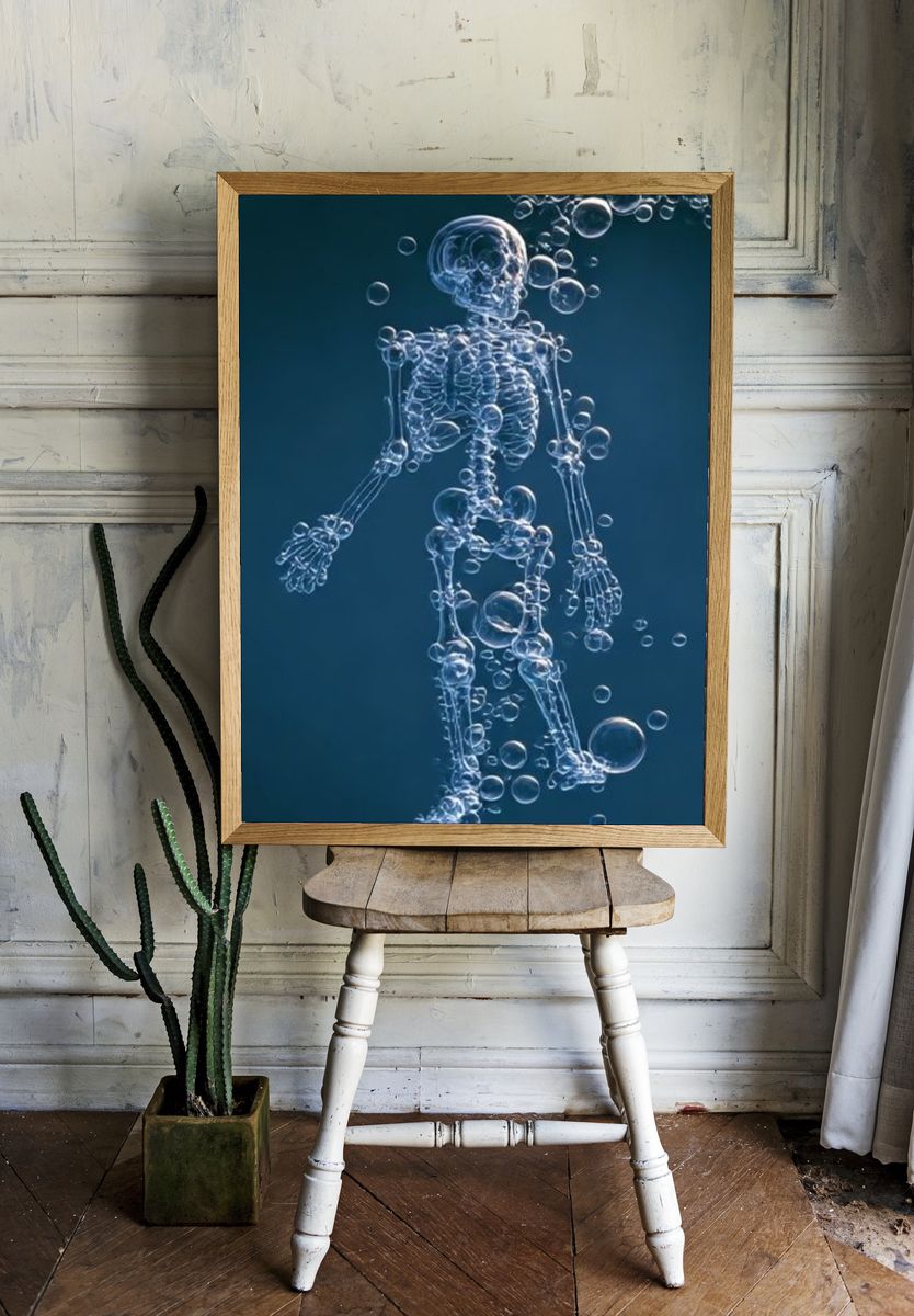 Bubble Skeleton Illustration Poster. room preview