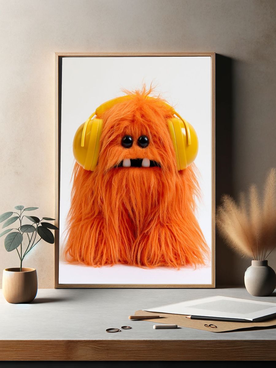 Orange Monster Portrait Print. — room view 2