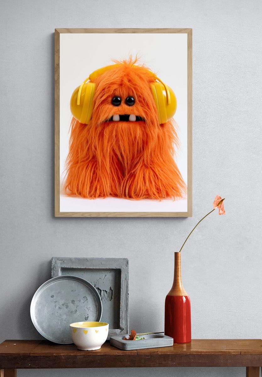 Orange Monster Portrait Print. — room view 3