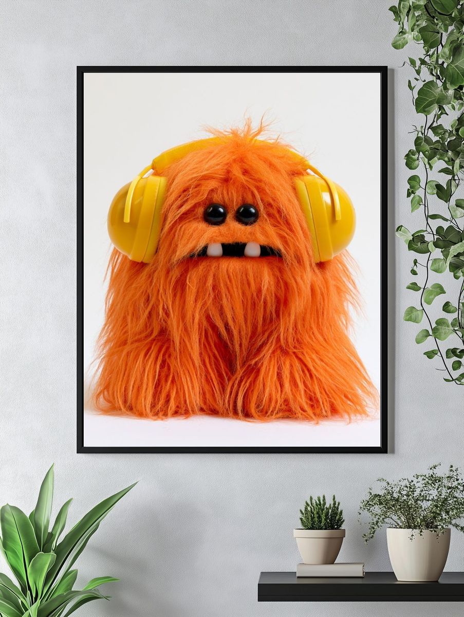 Orange Monster Portrait Print. — room view 4