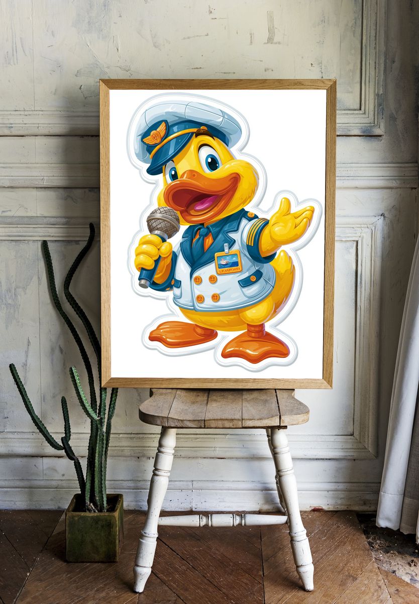 Singing Duck Cartoon Poster. — room view 1