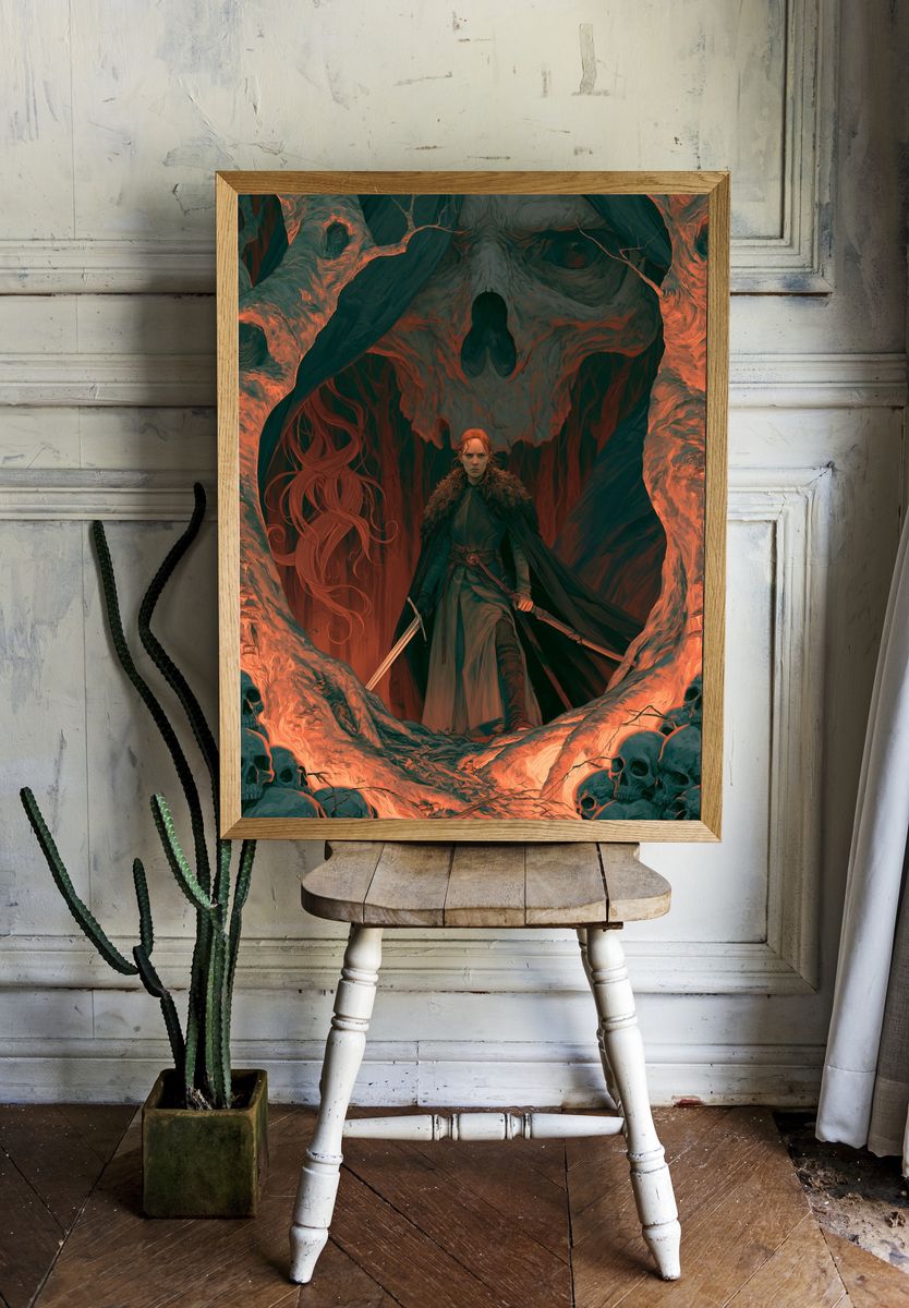 Skull Warrior Fantasy Illustration Poster. — room view 1