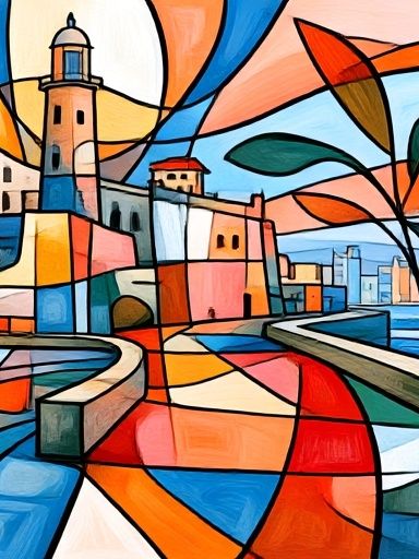 Coastal Lighthouse Abstract Print. poster — illustration art