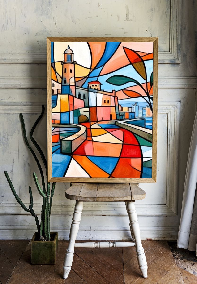 Coastal Lighthouse Abstract Print. — room view 1