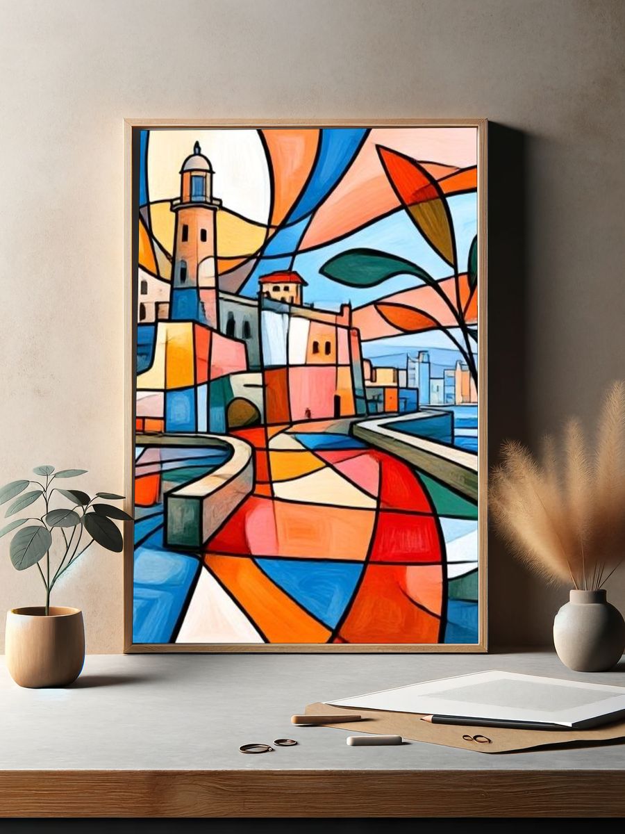 Coastal Lighthouse Abstract Print. — room view 2