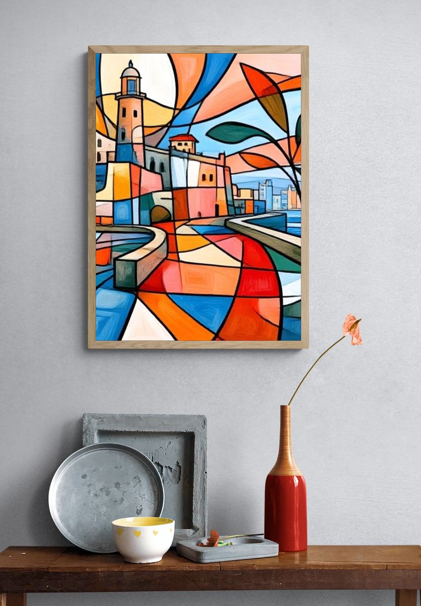 Coastal Lighthouse Abstract Print. — room view 3