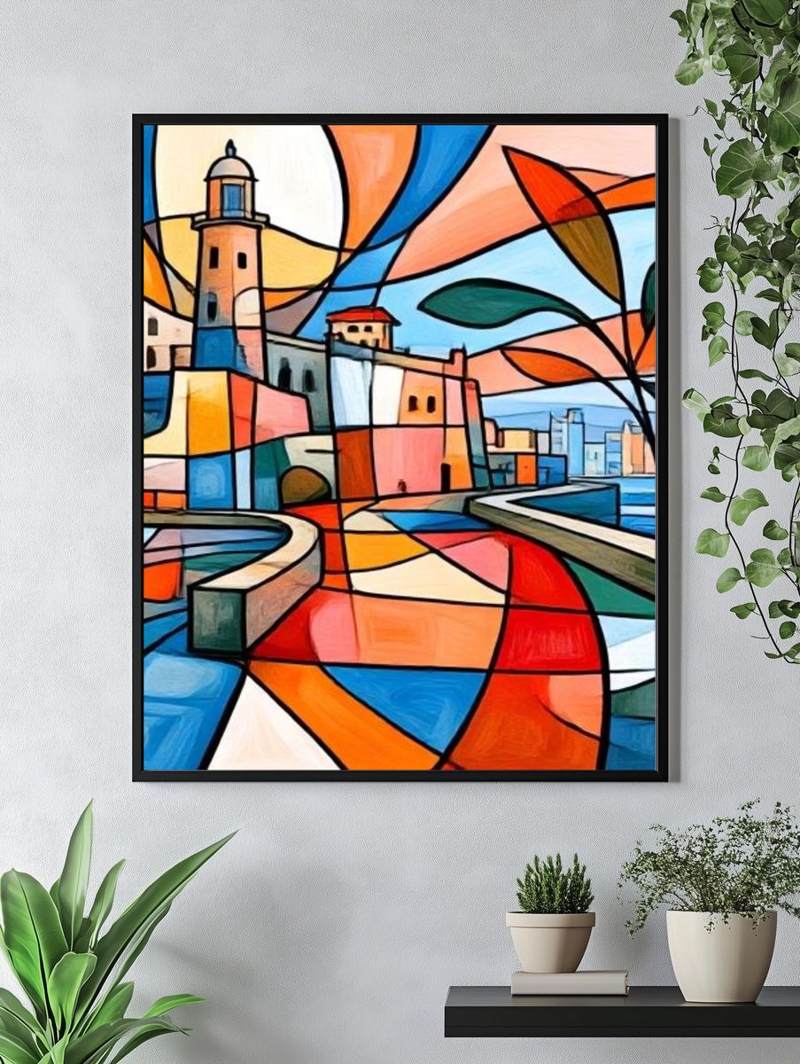 Coastal Lighthouse Abstract Print. — room view 4