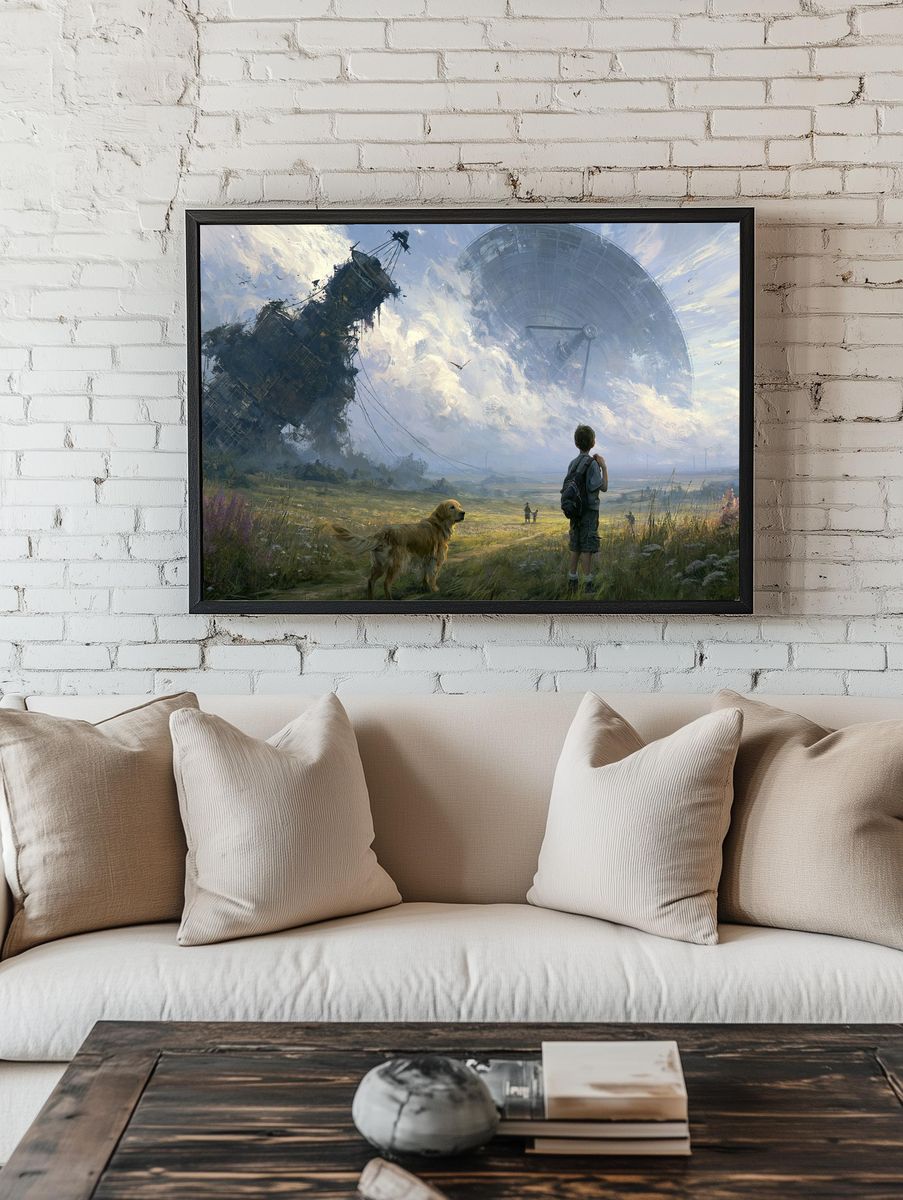 Skyward Ruins Sci-Fi Illustration Poster. — room view 1