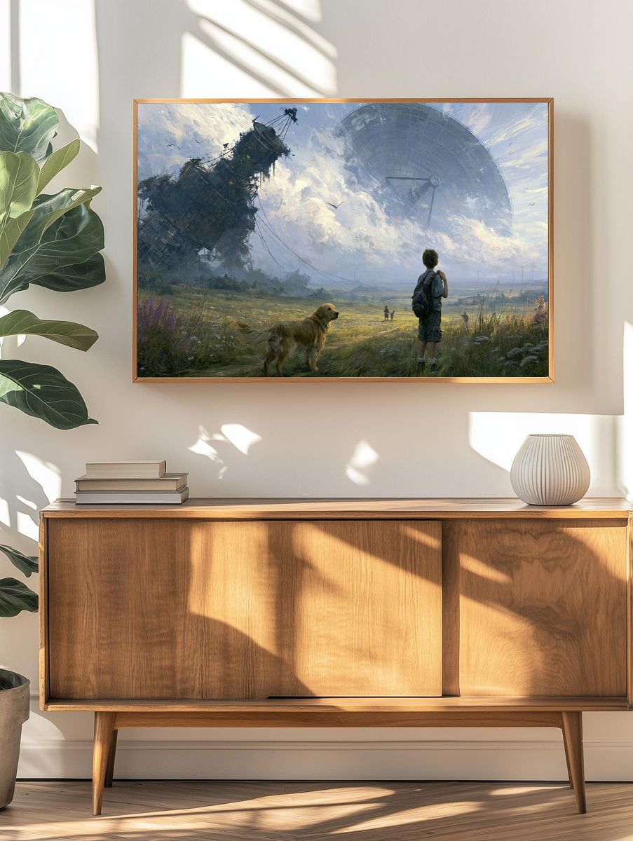 Skyward Ruins Sci-Fi Illustration Poster. — room view 3
