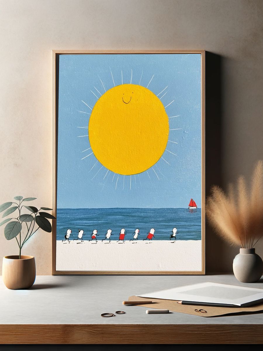 Sunny Beach Parade Illustration Poster. — room view 2