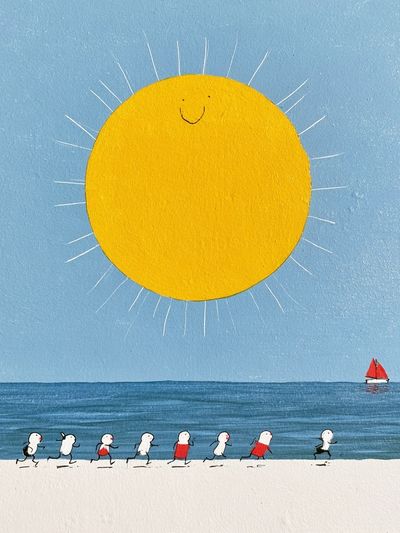 Sunny Beach Parade Illustration Poster.