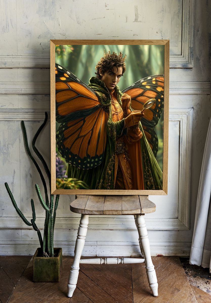 Butterfly Prince Fantasy Illustration Poster. room preview