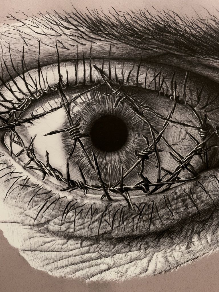 Barbed Wire Eye Illustration Poster. poster — illustration art