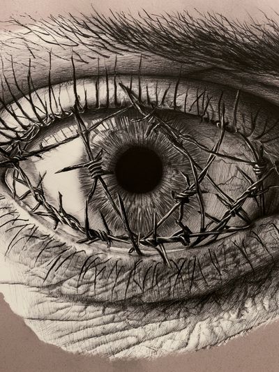 Barbed Wire Eye Illustration Poster. poster