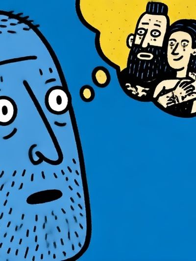 Blue Thought Bubble Illustration Poster. poster