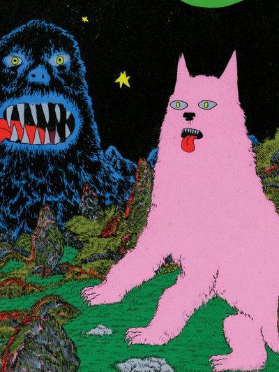 Surreal Monster Cats Illustration Poster.