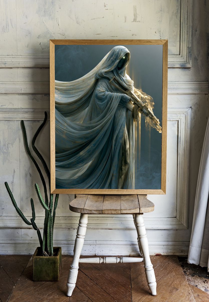 Veiled Sentinel Digital Art Print. — room view 1