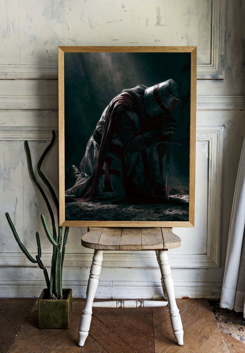 Kneeling Knight — Dark Fantasy Print. — room view 1
