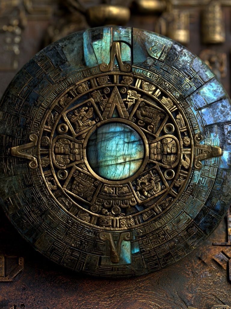 Mayan Sun Disc Illustration Poster. poster — illustration art