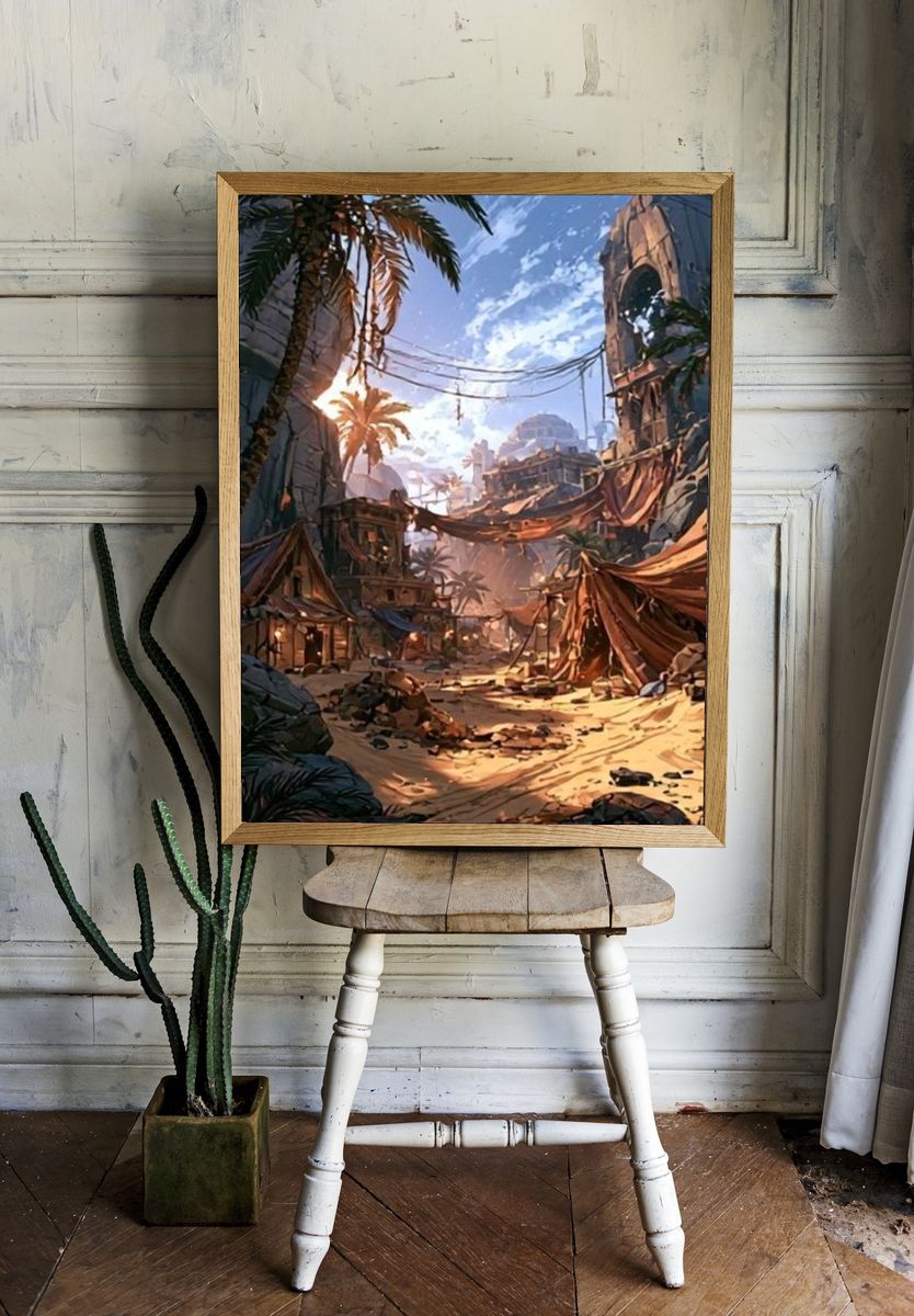 Desert Ruins Digital Art Poster. — room view 1