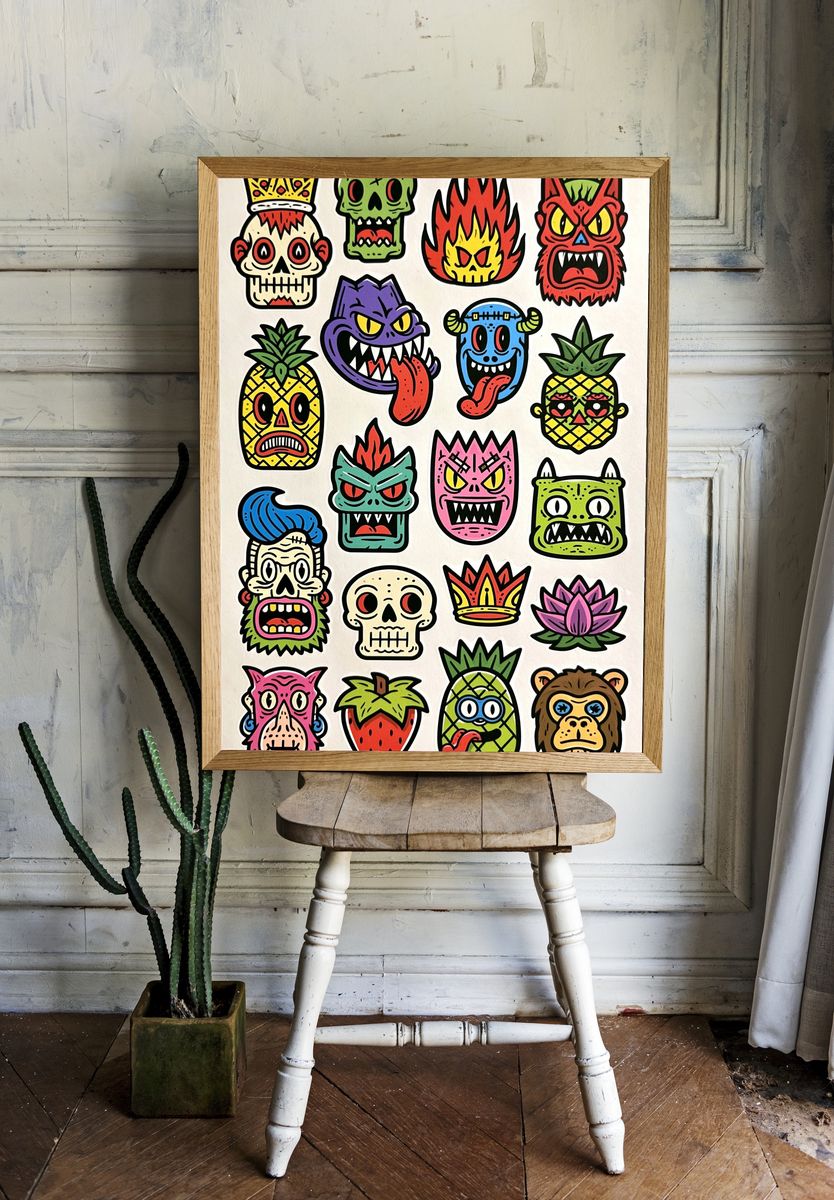 Tropical Monster Mask Illustration Poster. — room view 1