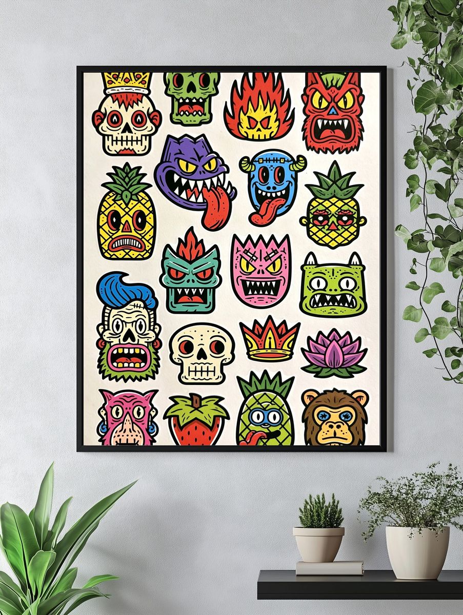 Tropical Monster Mask Illustration Poster. — room view 4