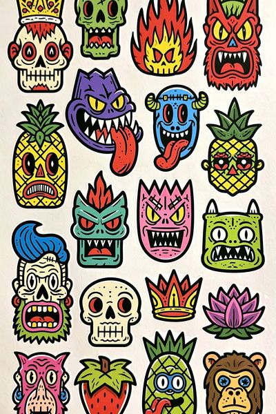 Tropical Monster Mask Illustration Poster. poster