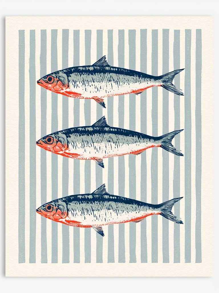 Three Fish Illustration Poster. poster detail