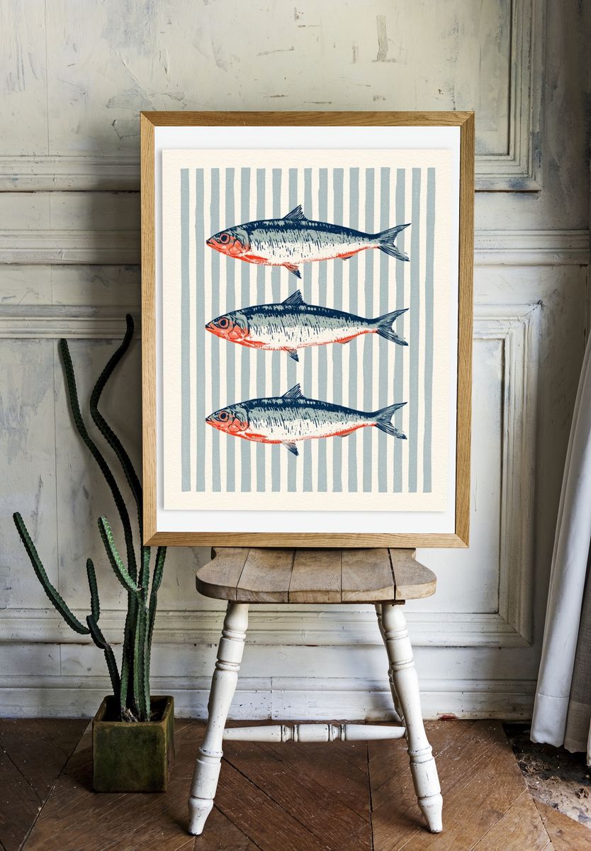 Three Fish Illustration Poster. room preview