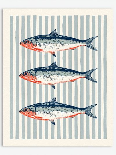 Three Fish Illustration Poster.