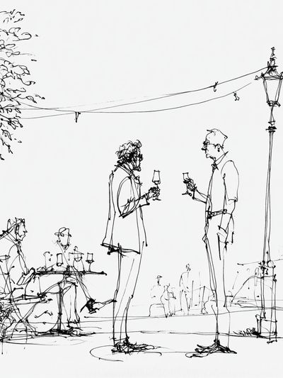 Café Conversation Line Art Poster.