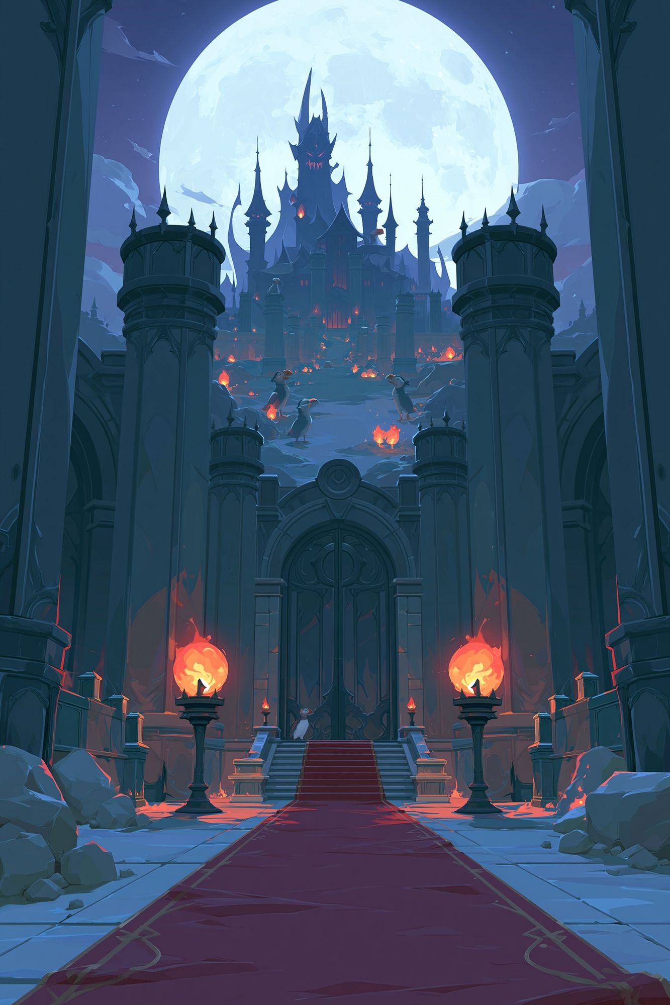 Moonlit Gothic Castle Fantasy Poster. poster — illustration art