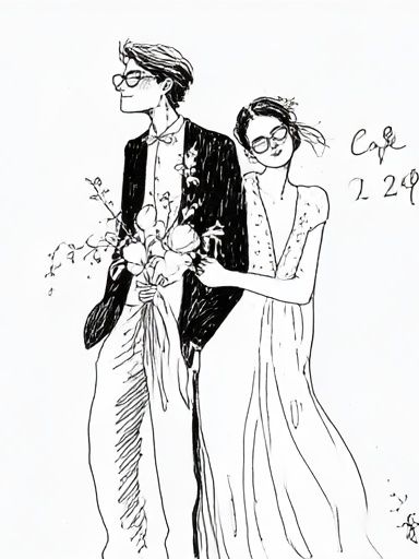 Couple Line Art Print. poster detail