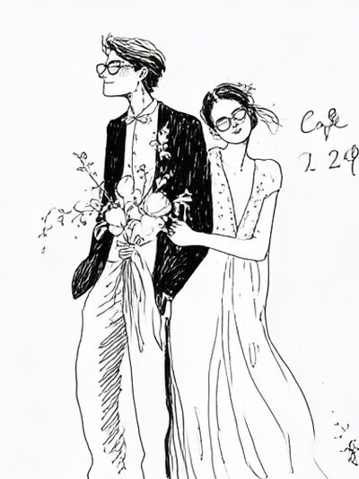 Couple Line Art Print. poster
