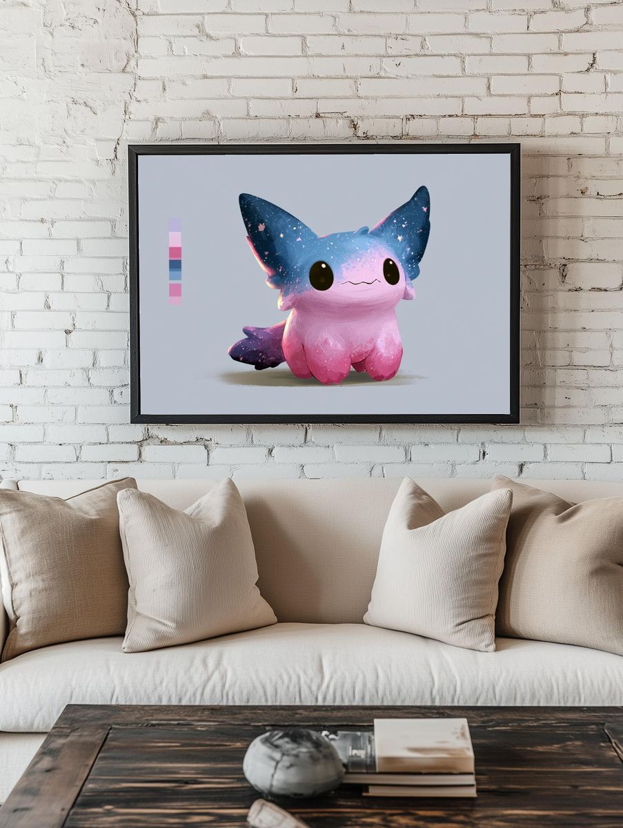 Pastel Axolotl Digital Art Poster. — room view 1