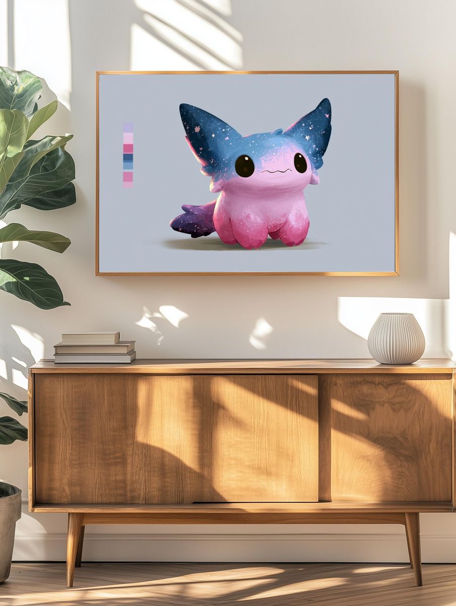 Pastel Axolotl Digital Art Poster. — room view 3