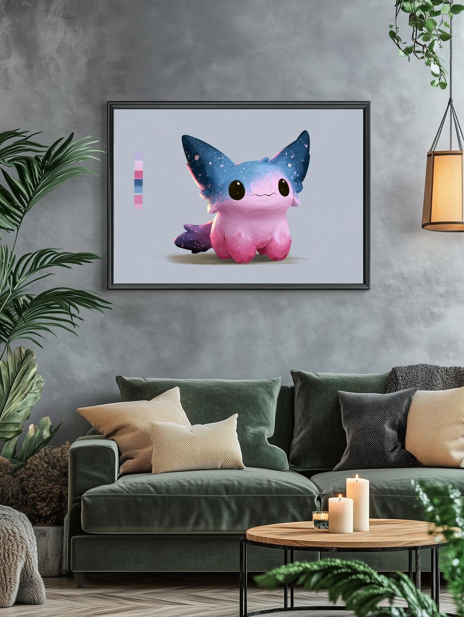 Pastel Axolotl Digital Art Poster. — room view 4