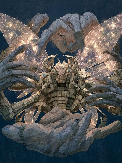 Celestial Hands Surrealism Poster.