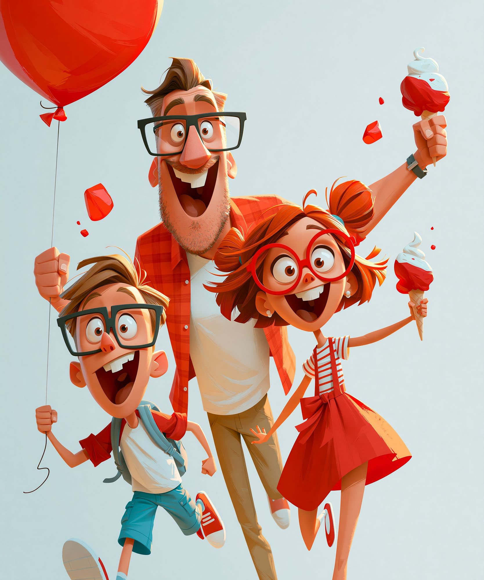 Joyful Family Balloon Ride Poster. poster — illustration art